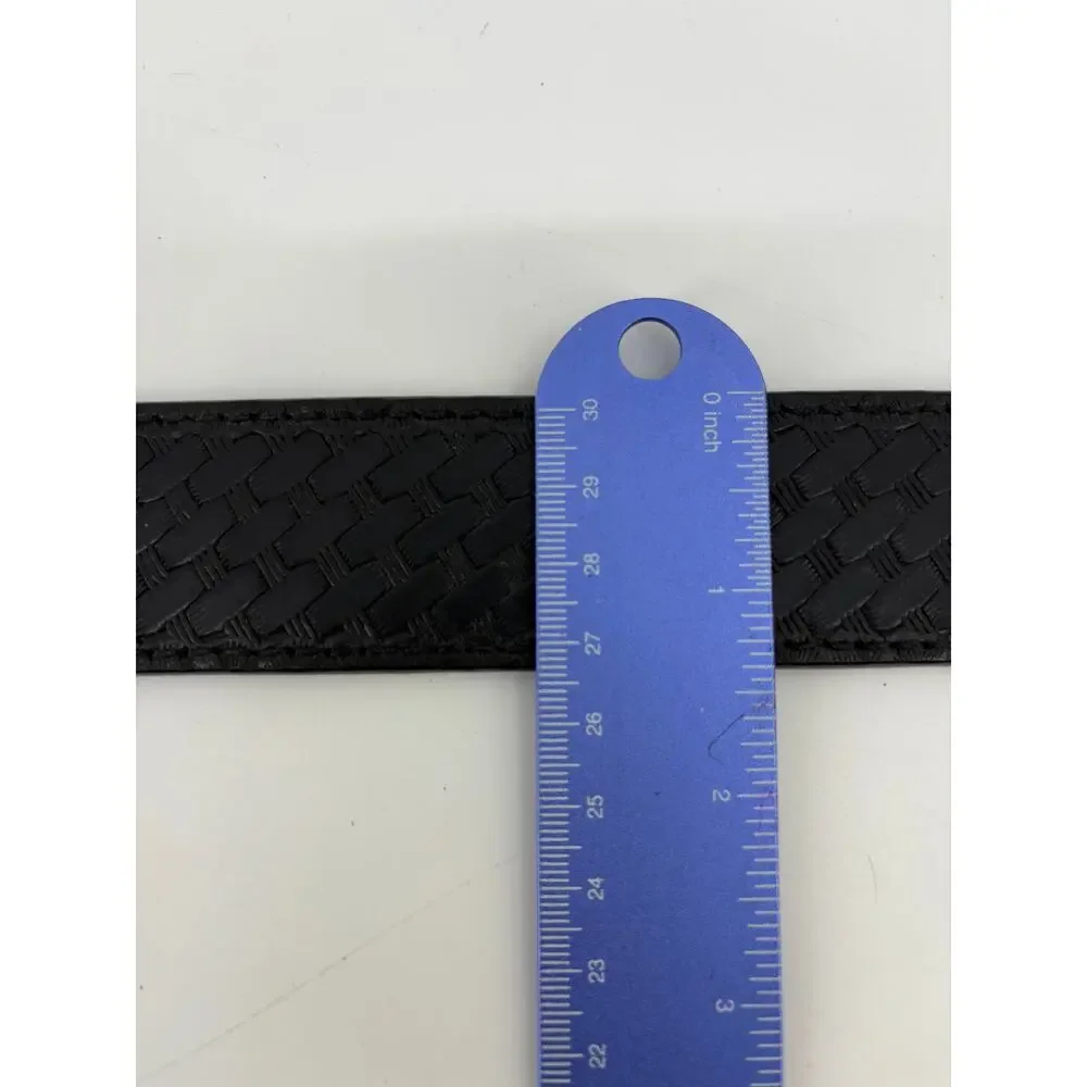 Men's Leather Belt Size 46 Black Basket Weave Casual Security Uniform